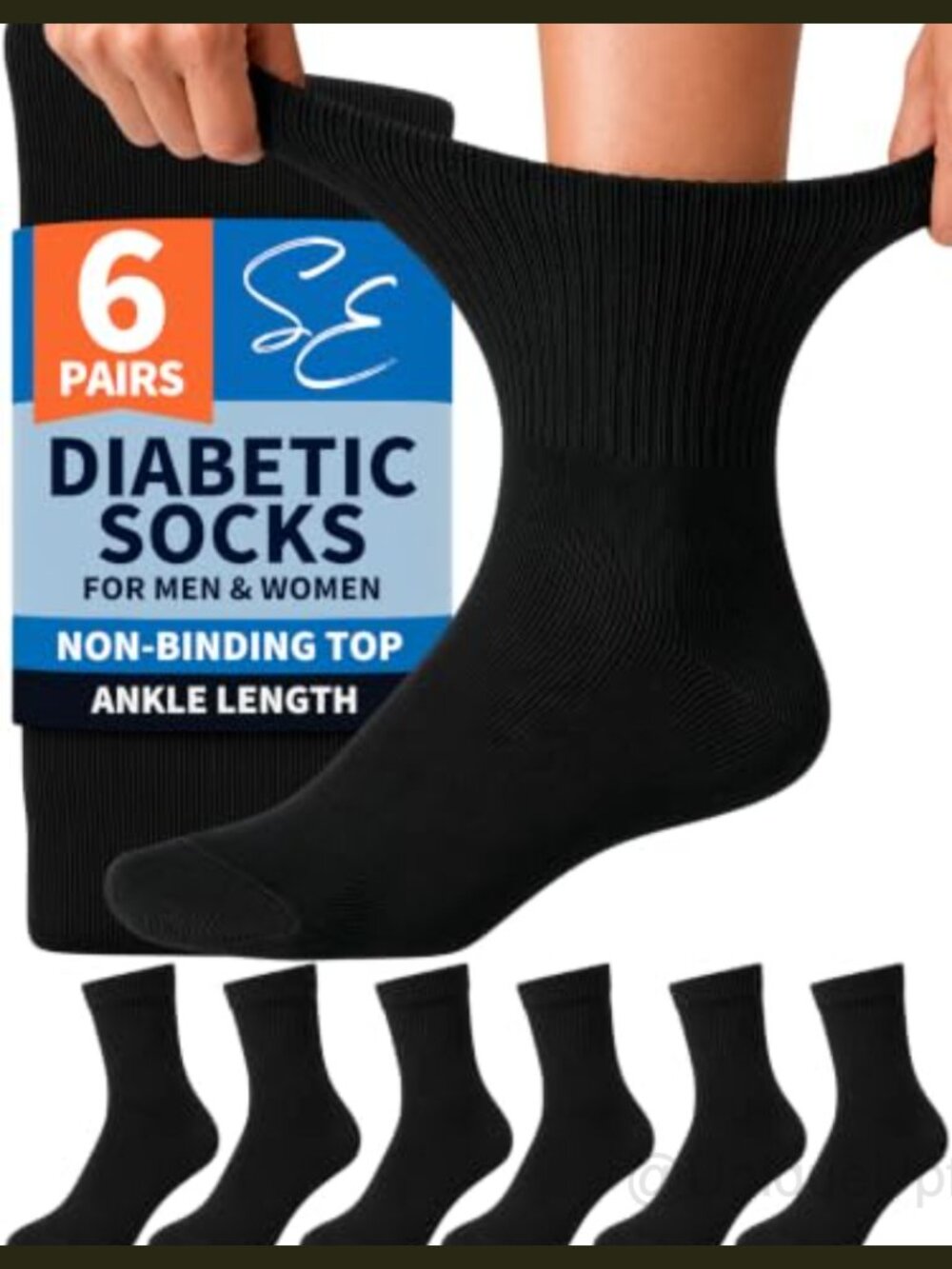 Diabetic Ankle Socks Men Women 6 Pairs Non-Binding Cotton Blend
